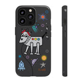 LouliiBot™ Space Friends phone case showing a cute robot dog in black