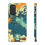 Loulii Blossom™ phone case that shows elegant flowers in a tropical setting