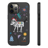 LouliiBot™ Space Friends phone case showing a cute robot dog in black