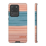 Loulii Fun™ Phone Case in pale pink and blue ribbon stripes