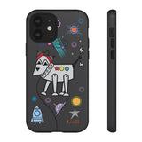 LouliiBot™ Space Friends phone case showing a cute robot dog in black