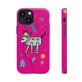 LouliiBot™ Space Friends phone case showing a cute robot dog in pink