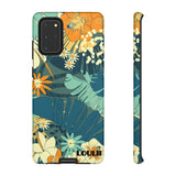 Loulii Blossom™ phone case that shows elegant flowers in a tropical setting