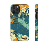Loulii Blossom™ phone case that shows elegant flowers in a tropical setting