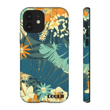 Loulii Blossom™ phone case that shows elegant flowers in a tropical setting