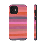 Loulii Fun™ Phone Case in pale pink and reds ribbon stripes