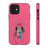 LouliiBot™ Space Friends cute robot with head phones phone case in pink