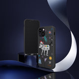 LouliiBot™ Space Friends phone case showing a cute robot dog in black