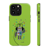 LouliiBot™ Space Friends cute robot with head phones phone case in green