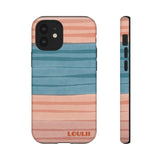 Loulii Fun™ Phone Case in pale pink and blue ribbon stripes