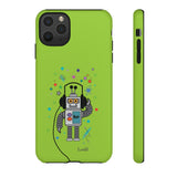 LouliiBot™ Space Friends cute robot with head phones phone case in green