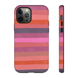 Loulii Fun™ Phone Case in pale pink and reds ribbon stripes