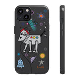 LouliiBot™ Space Friends phone case showing a cute robot dog in black