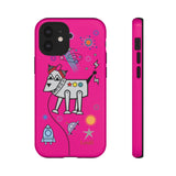 LouliiBot™ Space Friends phone case showing a cute robot dog in pink