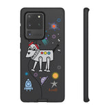 LouliiBot™ Space Friends phone case showing a cute robot dog in black