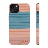 Loulii Fun™ Phone Case in pale pink and blue ribbon stripes