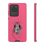 LouliiBot™ Space Friends cute robot with head phones phone case in pink