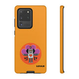 LouliiBot™ orange phone case with a cute robot with a heart