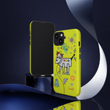 LouliiBot™ Space Friends phone case showing a cute robot dog in space in lime green
