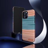 Loulii Fun™ Phone Case in pale pink and blue ribbon stripes