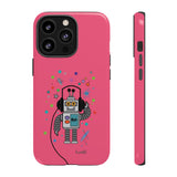 LouliiBot™ Space Friends cute robot with head phones phone case in pink