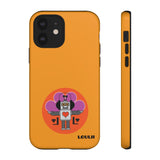LouliiBot™ orange phone case with a cute robot with a heart
