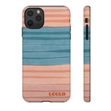 Loulii Fun™ Phone Case in pale pink and blue ribbon stripes