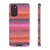 Loulii Fun™ Phone Case in pale pink and reds ribbon stripes