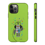 LouliiBot™ Space Friends cute robot with head phones phone case in green