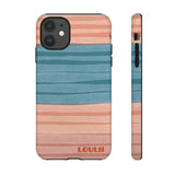 Loulii Fun™ Phone Case in pale pink and blue ribbon stripes