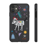 LouliiBot™ Space Friends phone case showing a cute robot dog in black