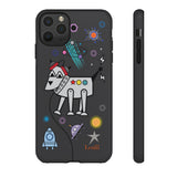 LouliiBot™ Space Friends phone case showing a cute robot dog in black