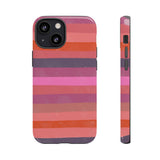 Loulii Fun™ Phone Case in pale pink and reds ribbon stripes