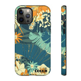 Loulii Blossom™ phone case that shows elegant flowers in a tropical setting