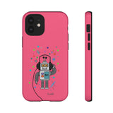 LouliiBot™ Space Friends cute robot with head phones phone case in pink