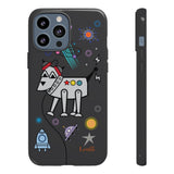LouliiBot™ Space Friends phone case showing a cute robot dog in black