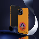 LouliiBot™ orange phone case with a cute robot with a heart