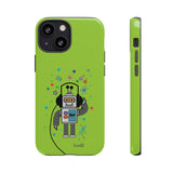 LouliiBot™ Space Friends cute robot with head phones phone case in green