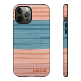 Loulii Fun™ Phone Case in pale pink and blue ribbon stripes
