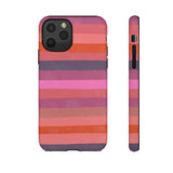 Loulii Fun™ Phone Case in pale pink and reds ribbon stripes
