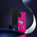 LouliiBot™ Space Friends phone case showing a cute robot dog in pink