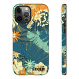 Loulii Blossom™ phone case that shows elegant flowers in a tropical setting