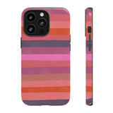 Loulii Fun™ Phone Case in pale pink and reds ribbon stripes