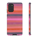 Loulii Fun™ Phone Case in pale pink and reds ribbon stripes