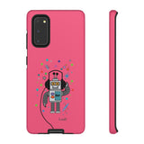 LouliiBot™ Space Friends cute robot with head phones phone case in pink
