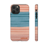 Loulii Fun™ Phone Case in pale pink and blue ribbon stripes