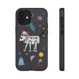 LouliiBot™ Space Friends phone case showing a cute robot dog in black