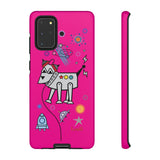 LouliiBot™ Space Friends phone case showing a cute robot dog in pink