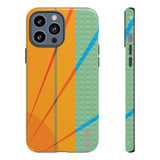Loulii Fun™ Phone Case in orange and green with an orange sun rays