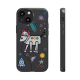 LouliiBot™ Space Friends phone case showing a cute robot dog in black